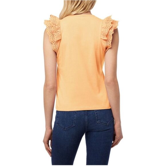 New Joes Jeans The Alexis Broderie Eyelet Sleeve Top in Yellow Size L - Picture 3 of 10